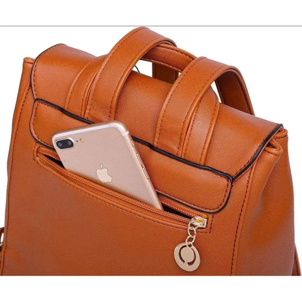 Women's Rucksack Shoulder Bag - Faux Leather Ladies Backpack Travel Bag